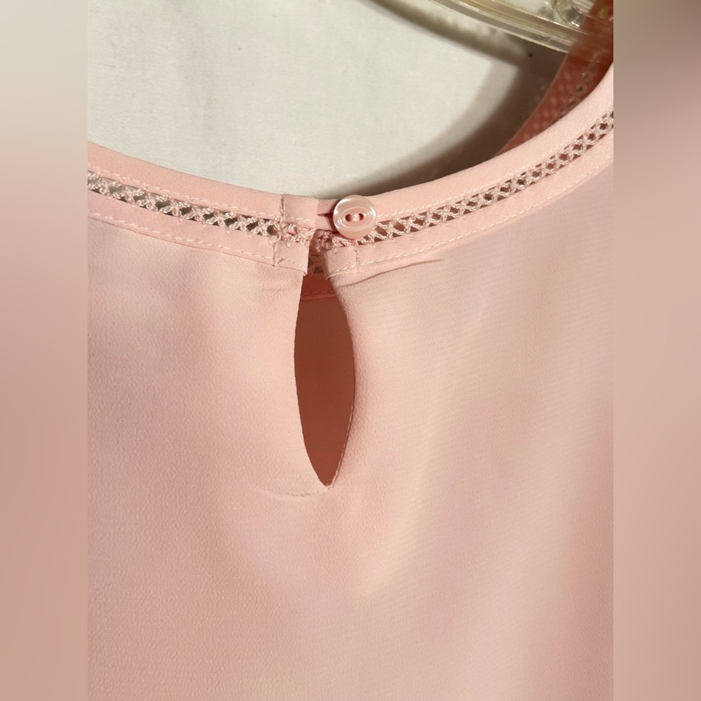 WOMENS 2XL XXL PINK PULLOVER KEYHOLE BUTTON BACK SHORT SLEEVE BLOUSE JM WOMAN - Picture 5 of 5